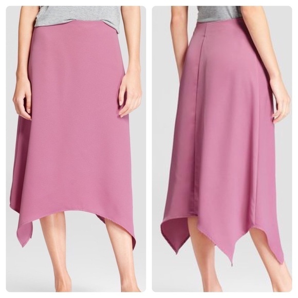 Mossimo Raspberry Splash Pink Purple Handkerchief A-Line Midi Skirt Size 14 XL - Picture 1 of 3